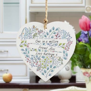 Personalised Botanical Wooden Heart