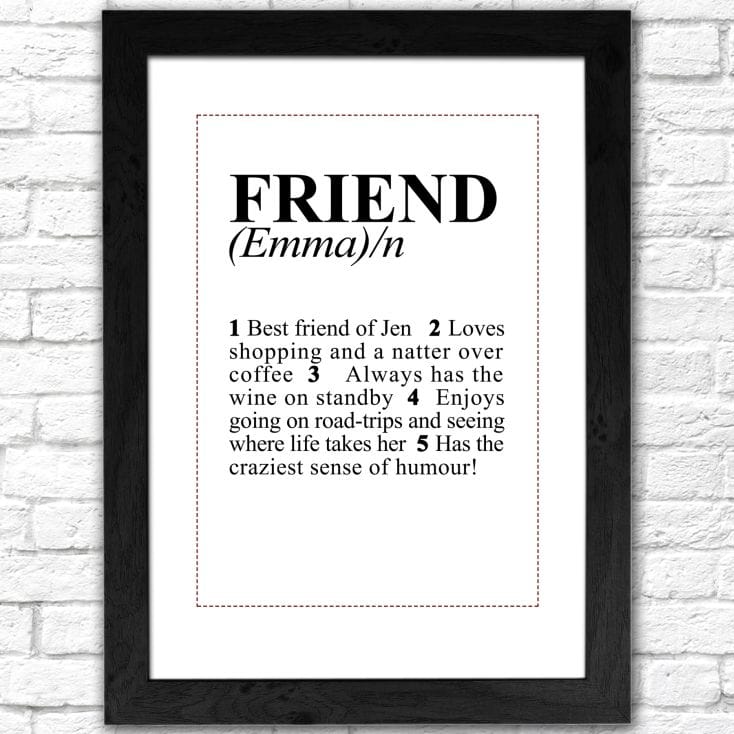 Personalised Friend Dictionary Print | Find Me A Gift 18th of 100 best friend quotes.